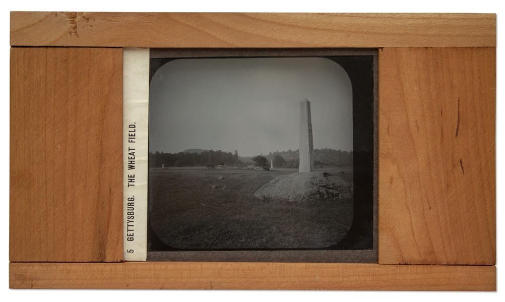 Civil War Magic Lantern Slide -- Showing the ''Bloody Wheatfield'' at Gettysburg